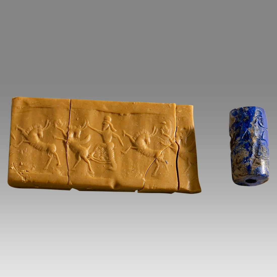 Akkadian Style Lapis Lazuli Cylinder Seal. (1 of 2)