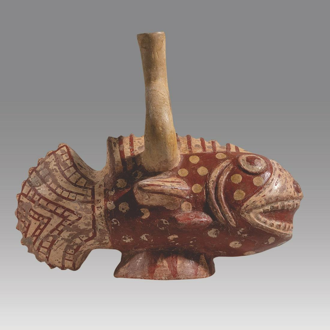 Moche IV Style Fish Vessel. (1 of 3)