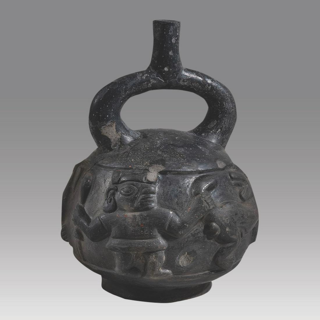 Moche IV Style Blackware Relief Vessel. (1 of 3)