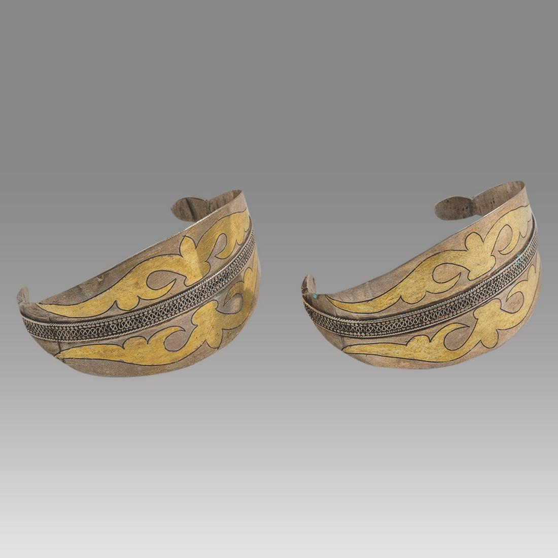 Lot of 2 Turkmenistan Silver Bracelets Tribal Jewelry. (1 of 1)