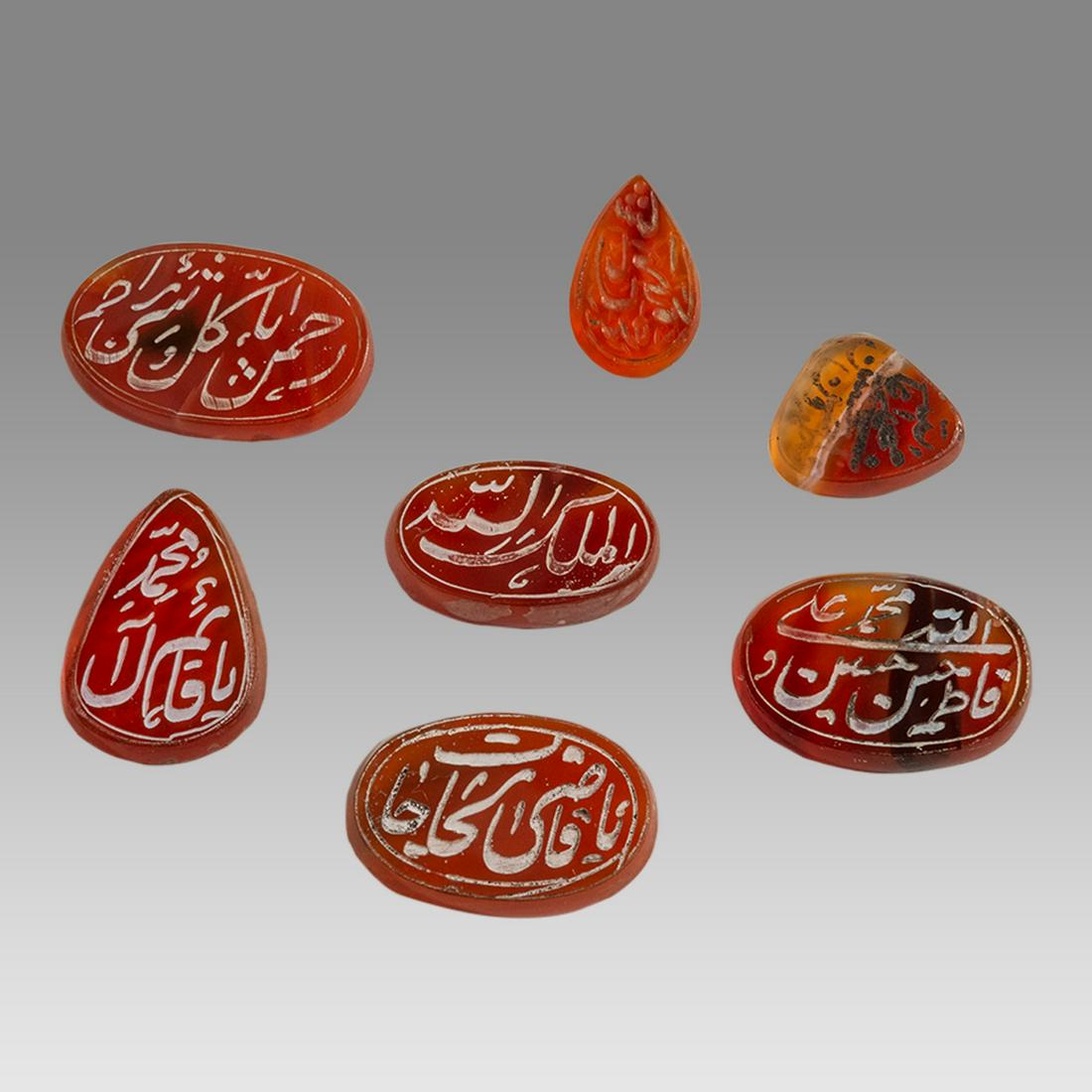 Lot of 7 Islamic Middle Eastern Agate Seals with Arabic. (1 of 1)