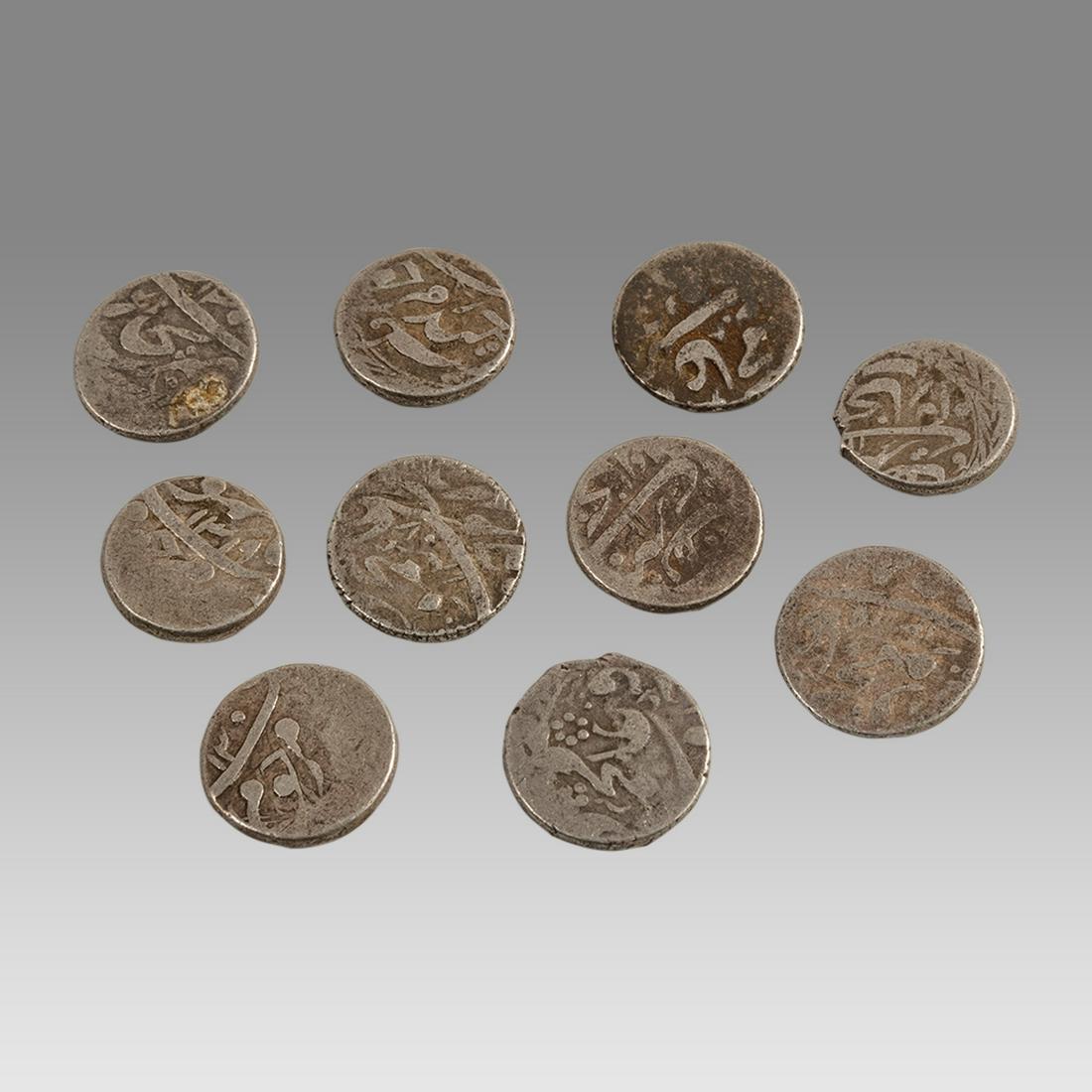 Lot of 10 Islamic India Silver coins c.18th cent AD. (1 of 2)