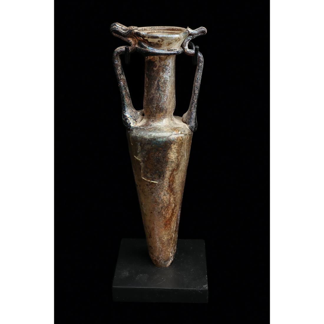 Ancient Roman Bicolor Slender Glass Amphoriskos Ca. 2nd-3rd century A.D. (1 of 4)