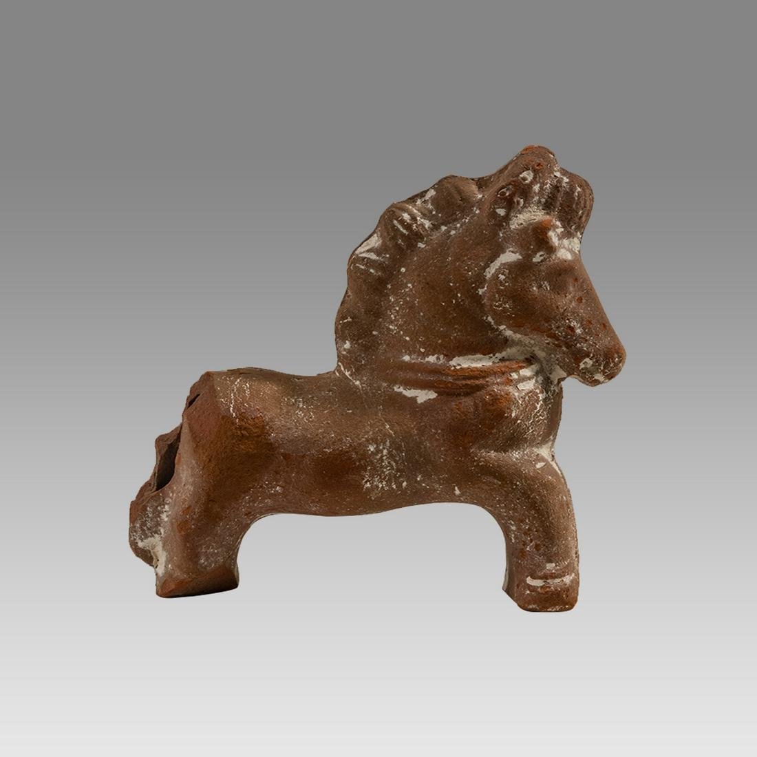 Ancient Roman Egypt Terracotta Horse c.2nd century AD.: Ancient Roman Egypt Terracotta Horse c.2nd century AD. Size 4 3/4 inches high. 4 1/2 inches wide. Fine hollow terracotta Horse Roman Empire Alexandria Egypt. Provenance: Ex Peter Alexander Ruthven col