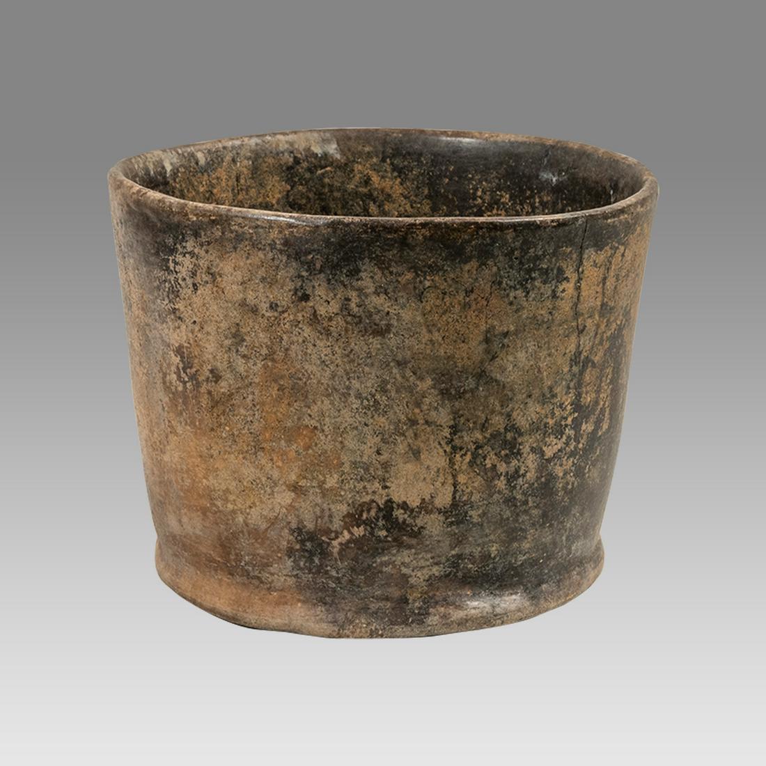 Ancient Pre Columbian Mayan Bowl, Ca. 600 to 900 AD.: Ancient Pre Columbian Mayan Bowl, Ca. 600 to 900 AD. Size 7 1/8 inches diameter x 5 1/8 inches high. A large size round example thick walled bowl. Provenance: Ex Dr. Laurence Stuart collection, profes