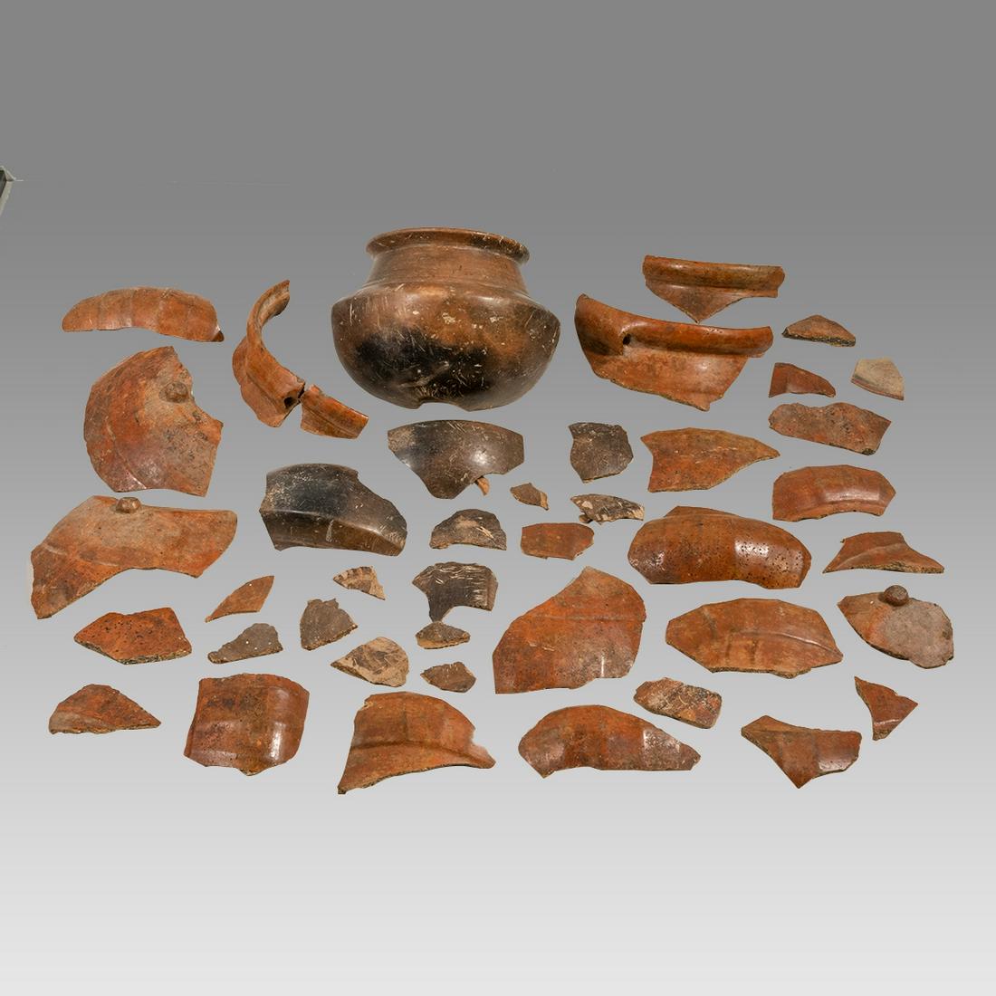 Ancient Pre Columbian Mayan Bowls, Ca. 600 to 900 AD.(3): Ancient Pre Columbian Mayan Bowls, Ca. 600 to 900 AD.(3) Size 5 + inches wide. A collection of 3 examples thick walled bowls fragments. damaged as seen. Provenance: Ex Dr. Laurence Stuart collection, 