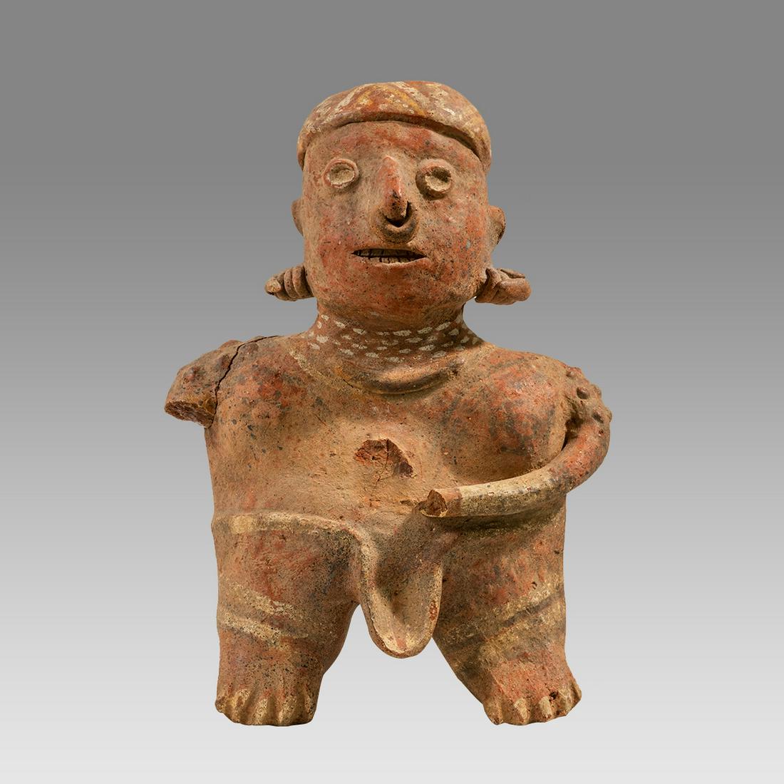 Ancient Pre Columbian Nayarit Female Figure western Mexico, c. 100 B.C. - 250 A.D.: Ancient Pre Columbian Nayarit Female Figure western Mexico, c. 100 B.C. - 250 A.D. Size 12 3/4 inches high. Fne pottery standing female figure, with ear and nose ornaments. Fine quality and details. P