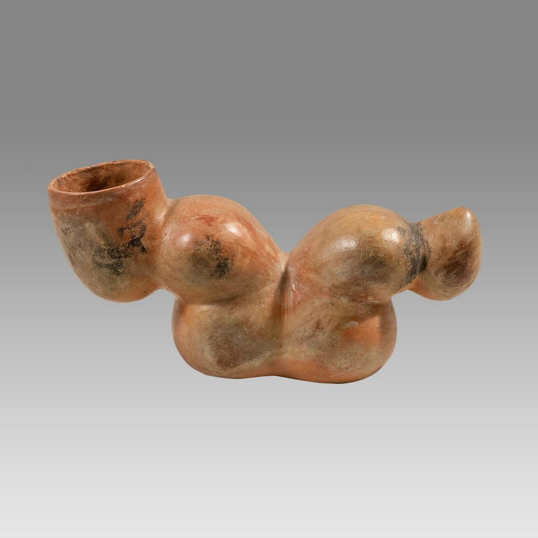 Inca Style Organic Form Vessel.: Inca Style Organic Form Vessel. Size 9 1/2 inches length. Fine pottery Organic form. From the Estate of David Sheridan, Branchburg, NJ., acquired 1950â€™s to early 2000â€™s, by descent to fa