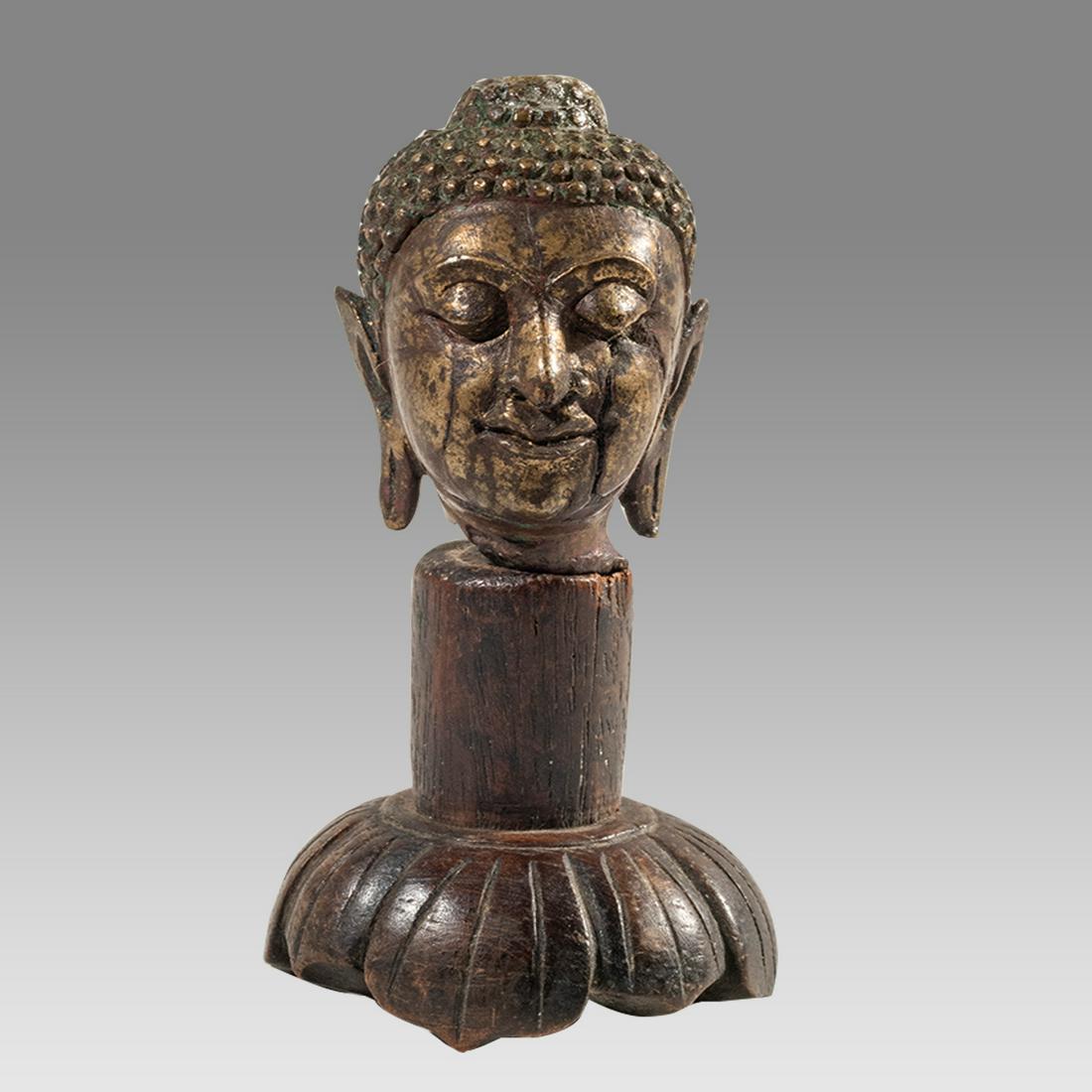 16th-17th century South East Asian Bronze Buddha Head. (1 of 3)
