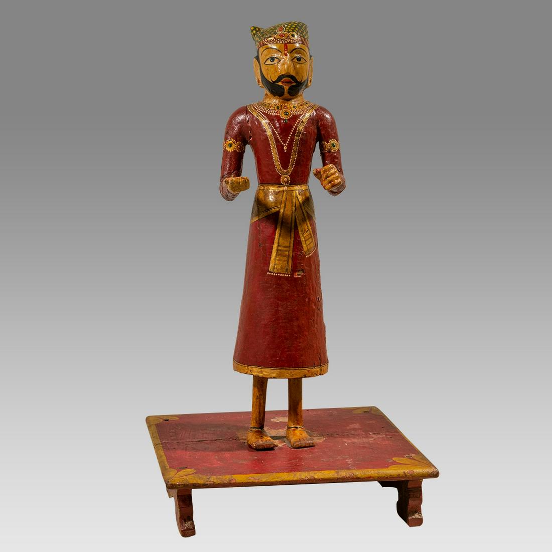 19th century Indian Polychrome Wooden Figure. (1 of 4)