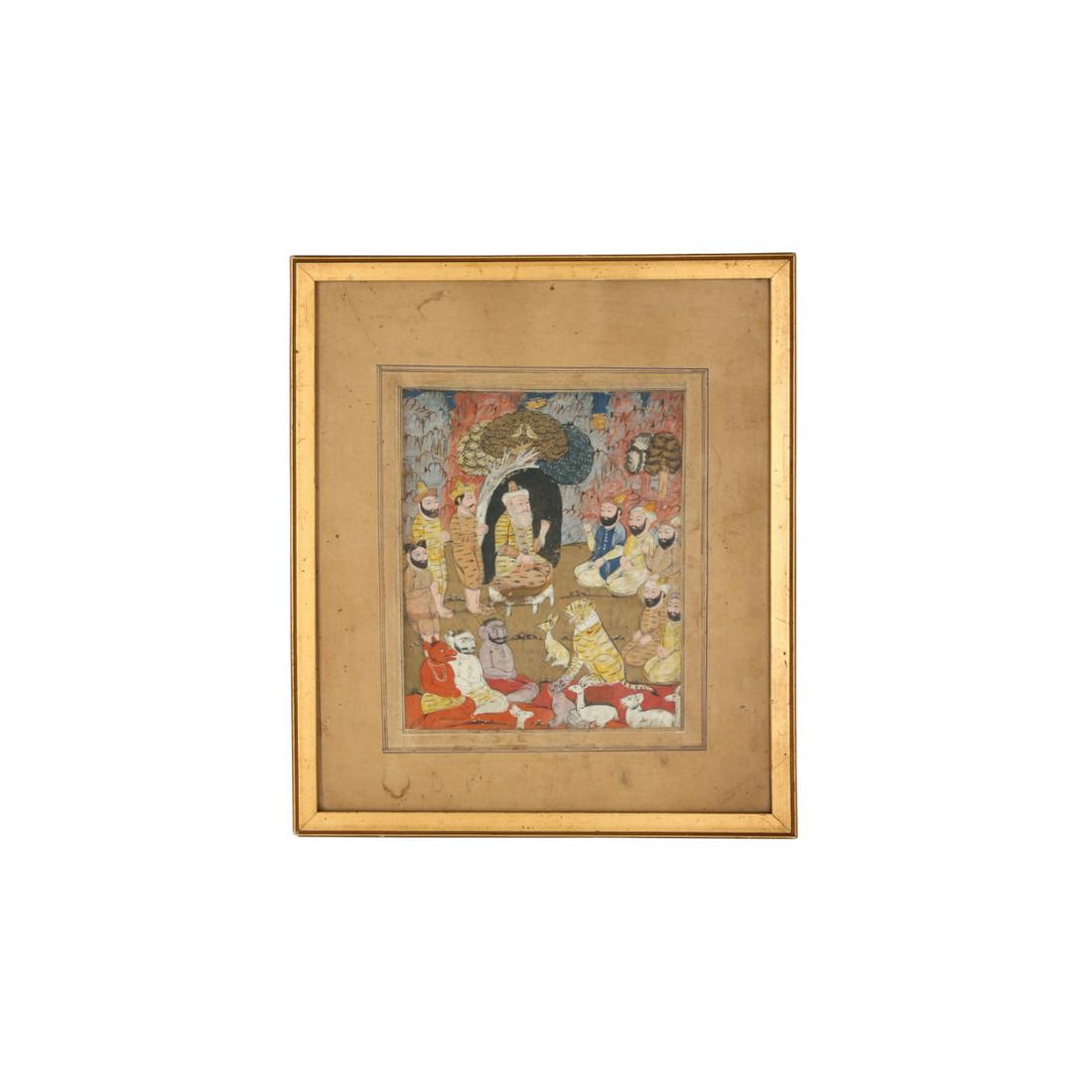 KING SOLOMON AND HIS COURT GATHERING IN THE WILDERNESS. Mughal . (1 of 3)