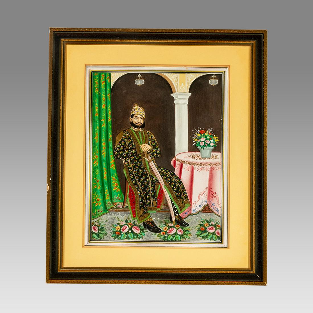 Indian School Painting of a Prince. (1 of 2)