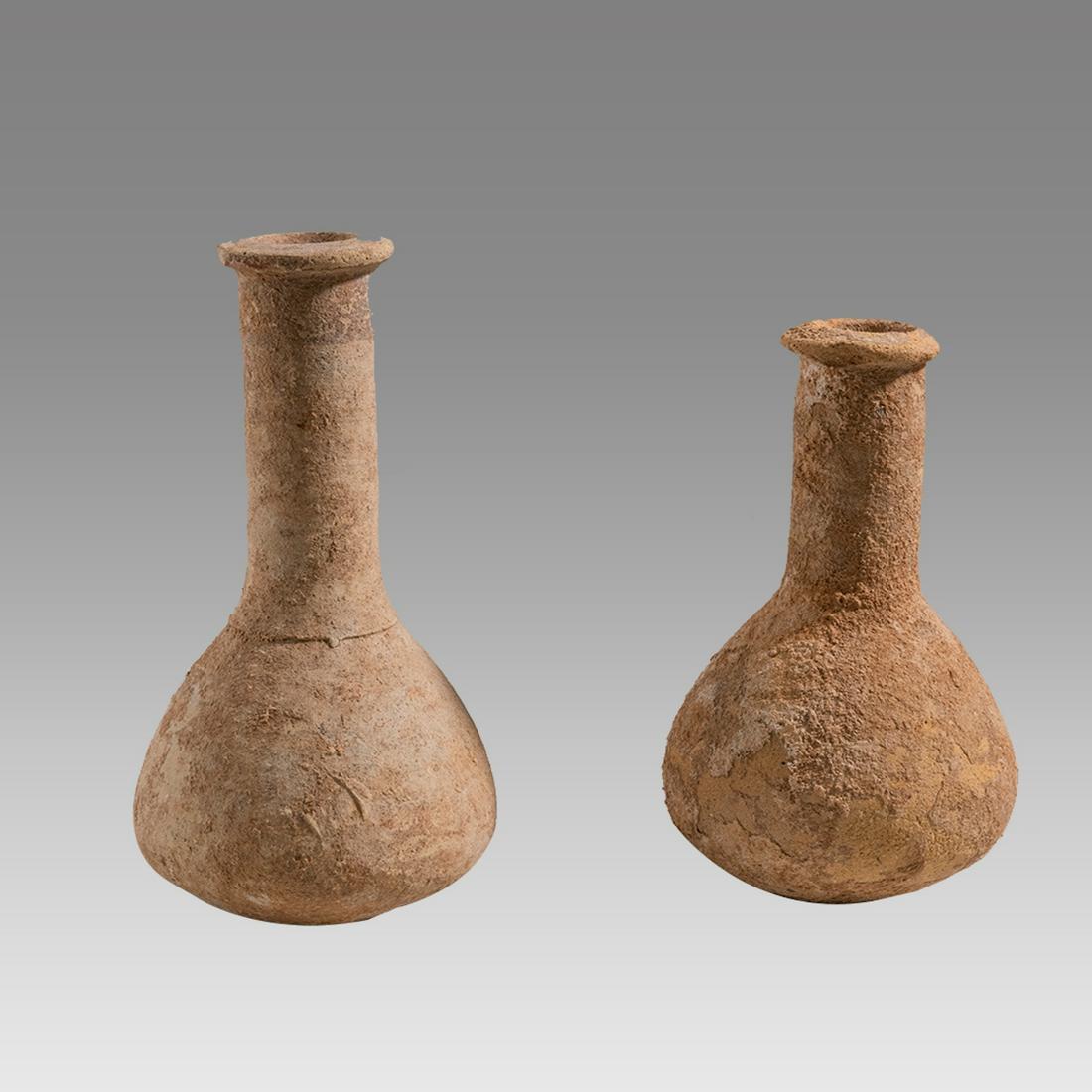 Lot of 2 Ancient Roman Holyland Terracotta Bottles c.1st-2nd cent AD. (1 of 3)