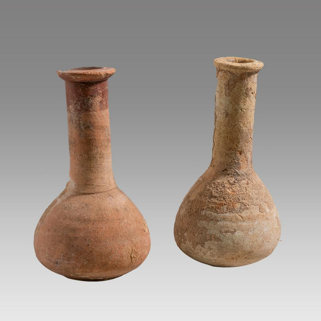 Lot of 2 Ancient Roman Holyland Terracotta Bottles c.1st-2nd cent AD. (1 of 3)