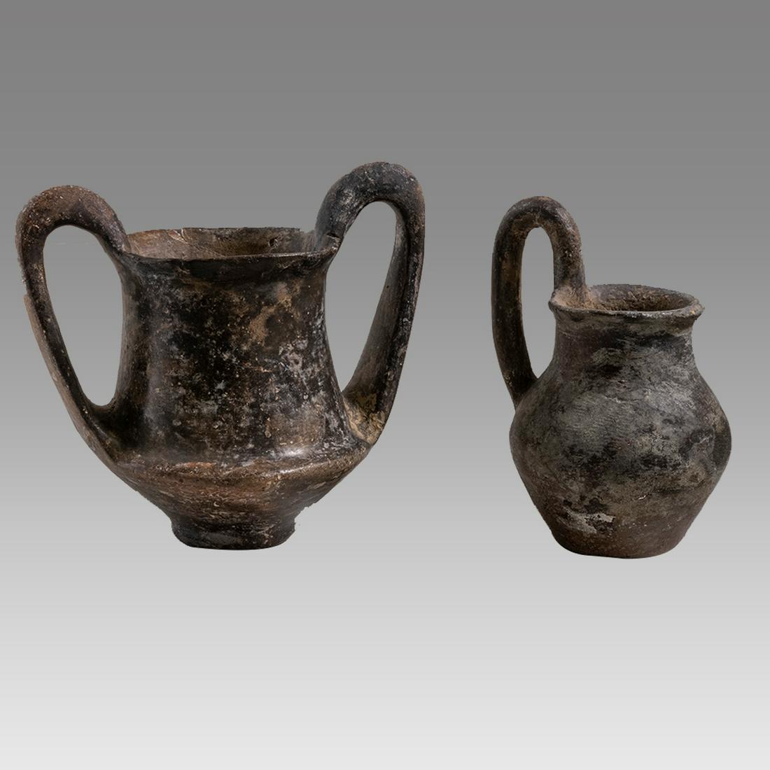 Ancient Etruscan blackware Pottery Vessels c.6th century BC.(2) (1 of 3)