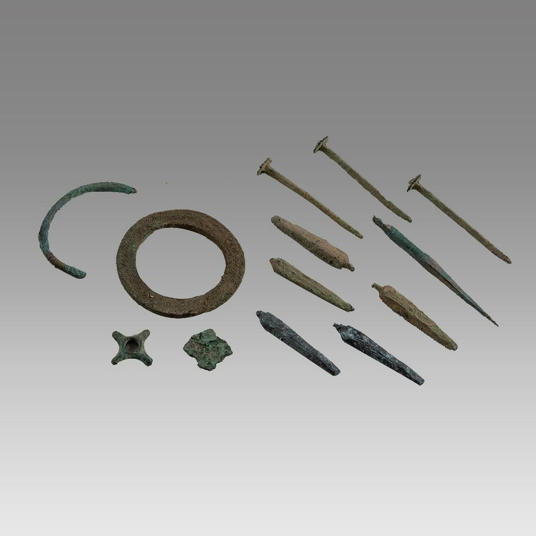 Lot of 12 Ancient Luristan Bronze nails and fragments c.1000 BC. (1 of 1)