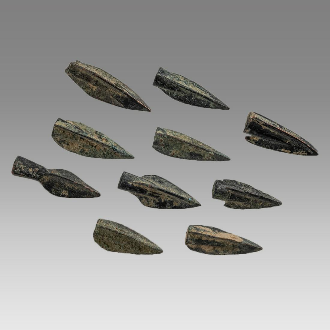 Lot of 10 Ancient Roman Bronze Arrow Heads c.1st century AD. (1 of 1)