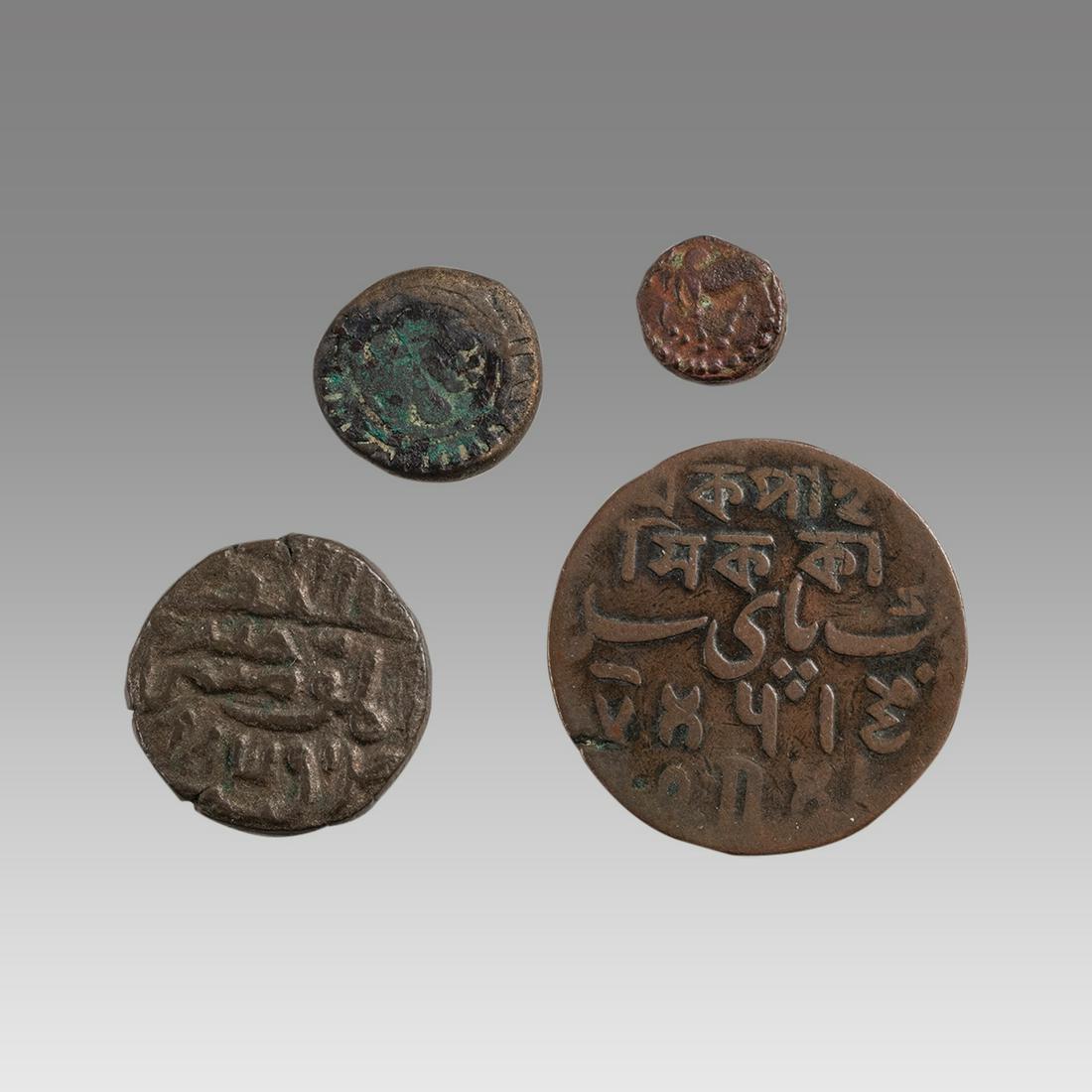 ANCIENT LOT of 4 Islamic India Bronze coins c.300-1800 AD. (1 of 2)