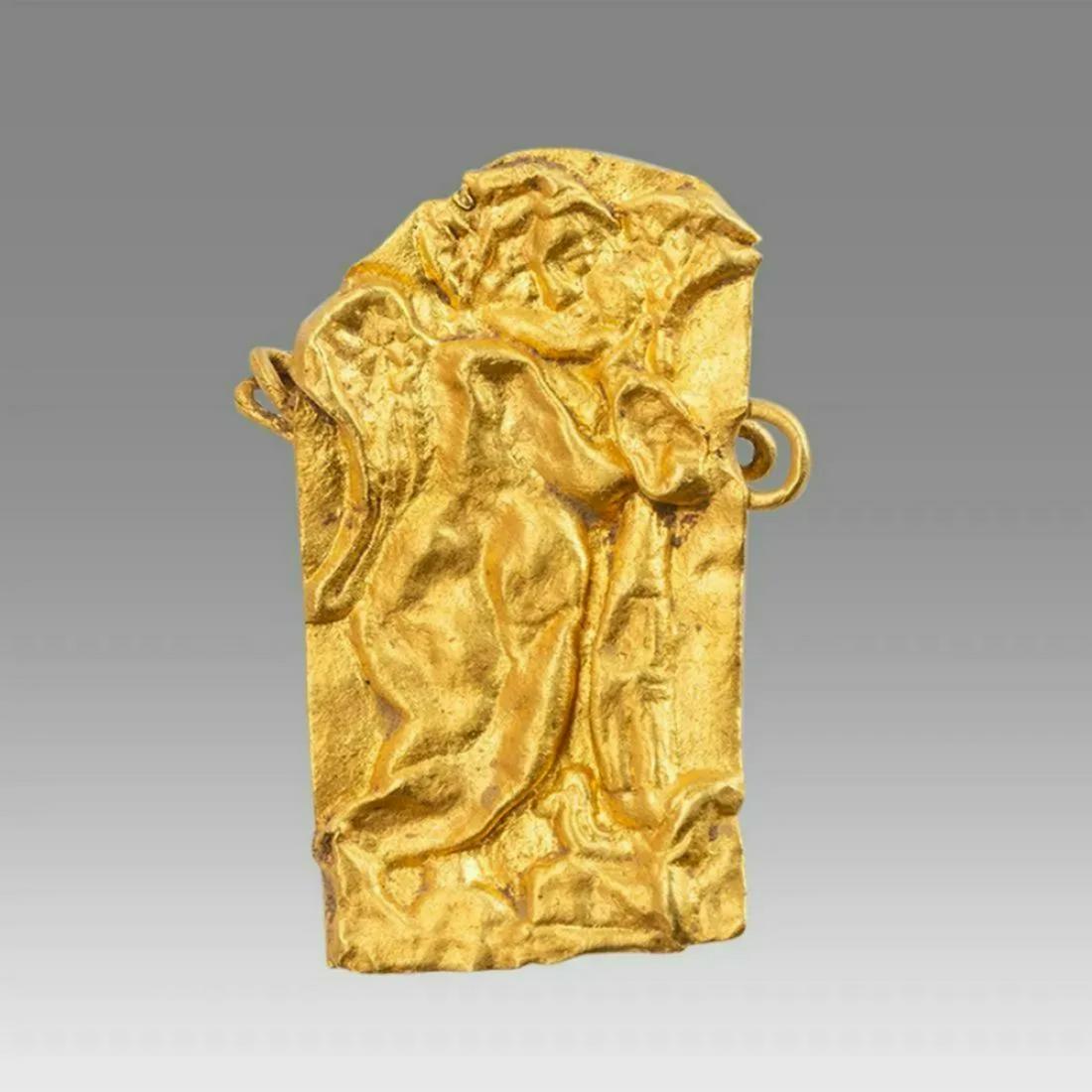 Ancient Hellenistic Gold Pendant With Eros c.1st century BC. (1 of 2)