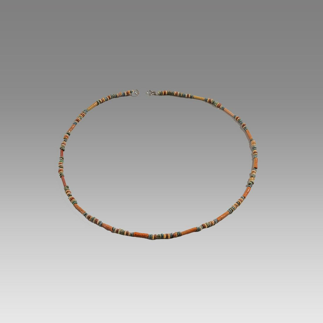 Ancient Egyptian Faience Bead Necklace c.300-50 BC.: Ancient Egyptian Faience Bead Necklace c.300-50 BC. Size 20 1/2 inches length. Great Looking single strand Faience Bead necklace. wearable. Provenance: Ex Secret Eyes Gallery New York 1970's-1980's