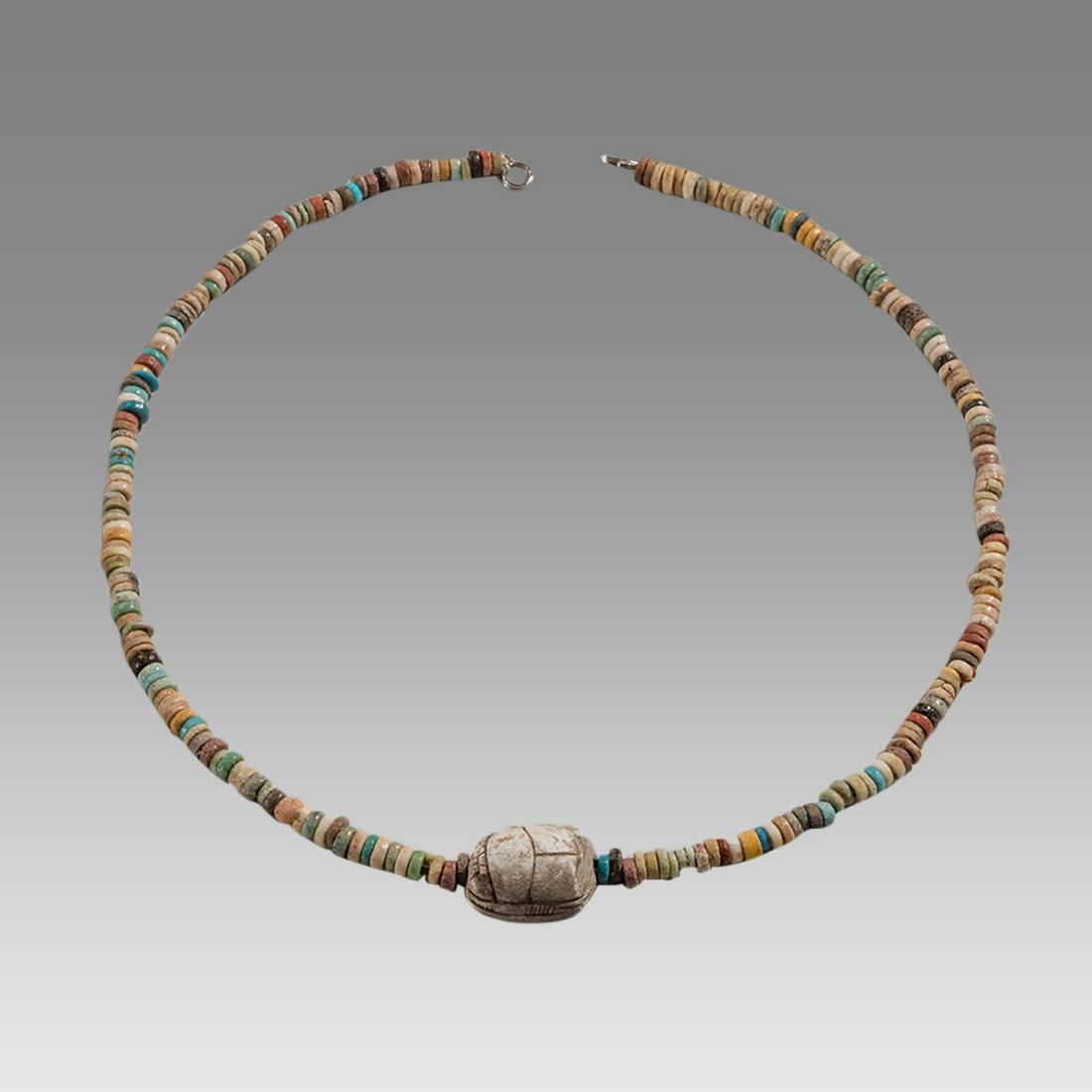Ancient Egyptian Faience, Scarab Necklace c.1100-50 BC. (1 of 2)