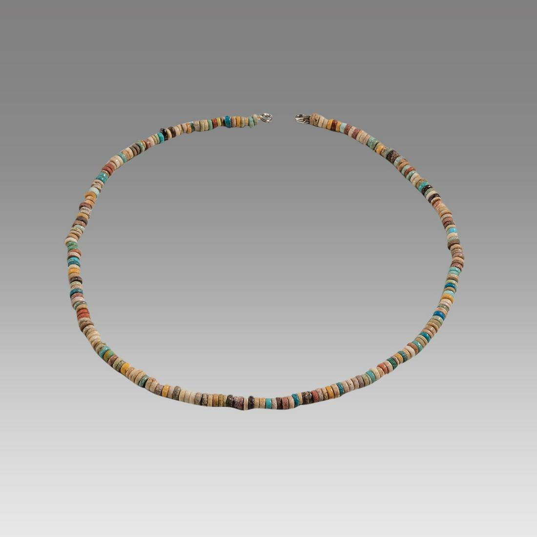 Ancient Egyptian Faience Bead Necklace c.300-50 BC.: Ancient Egyptian Faience Bead Necklace c.300-50 BC. Size 18 1/4 inches length. Great Looking single strand Faience Bead necklace. wearable. Provenance: Ex Secret Eyes Gallery New York 1970's-1980's