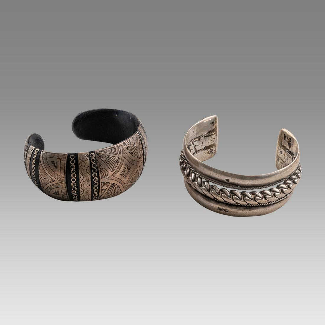 Lot of 2 Antique Middle Eastern Silver Bracelets. (1 of 3)