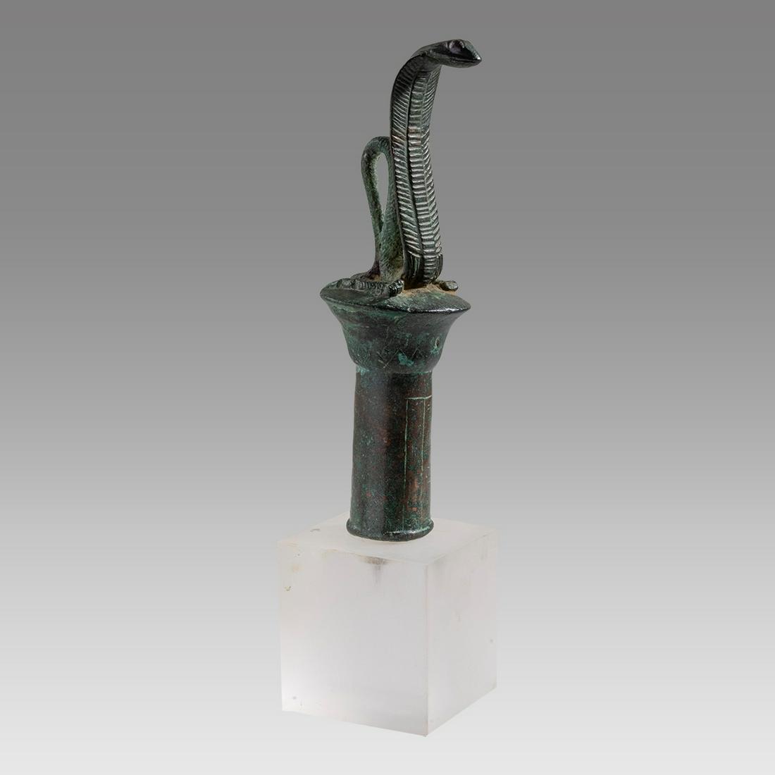 Ancient Egyptian Bronze Staff With Uraeus c.26th Dynasty, ca 672 to 525 BC. (1 of 5)