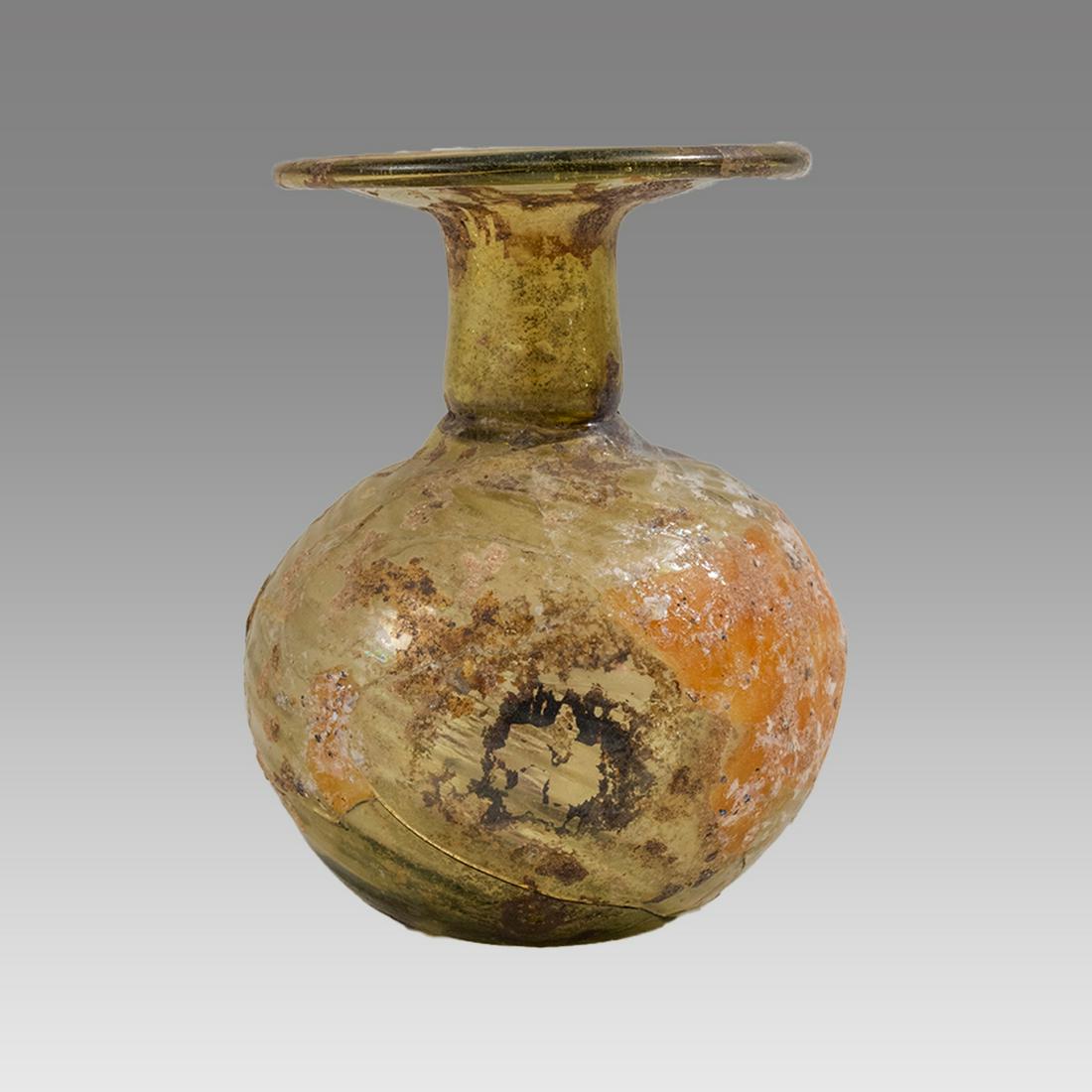 Roman Glass Sprinkler Flask, ex- Barakat Roman Empire, Ca 300 to 500 CE. (1 of 5)