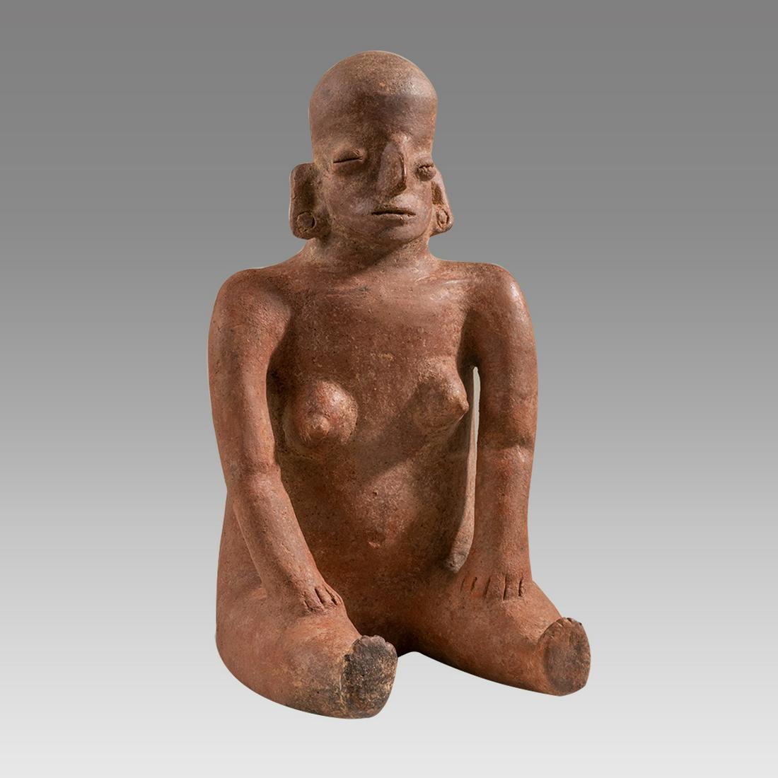 Ancient Colima Redware Seated Female Figure Ca. 100 B.C. - 250 A.D. (1 of 5)