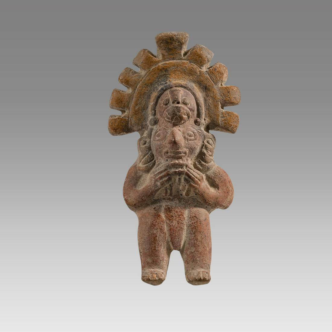 Ecuador Small Figure Playing Pan Pipes, Bird Tail Ca. 500-1000 A.D. (1 of 3)