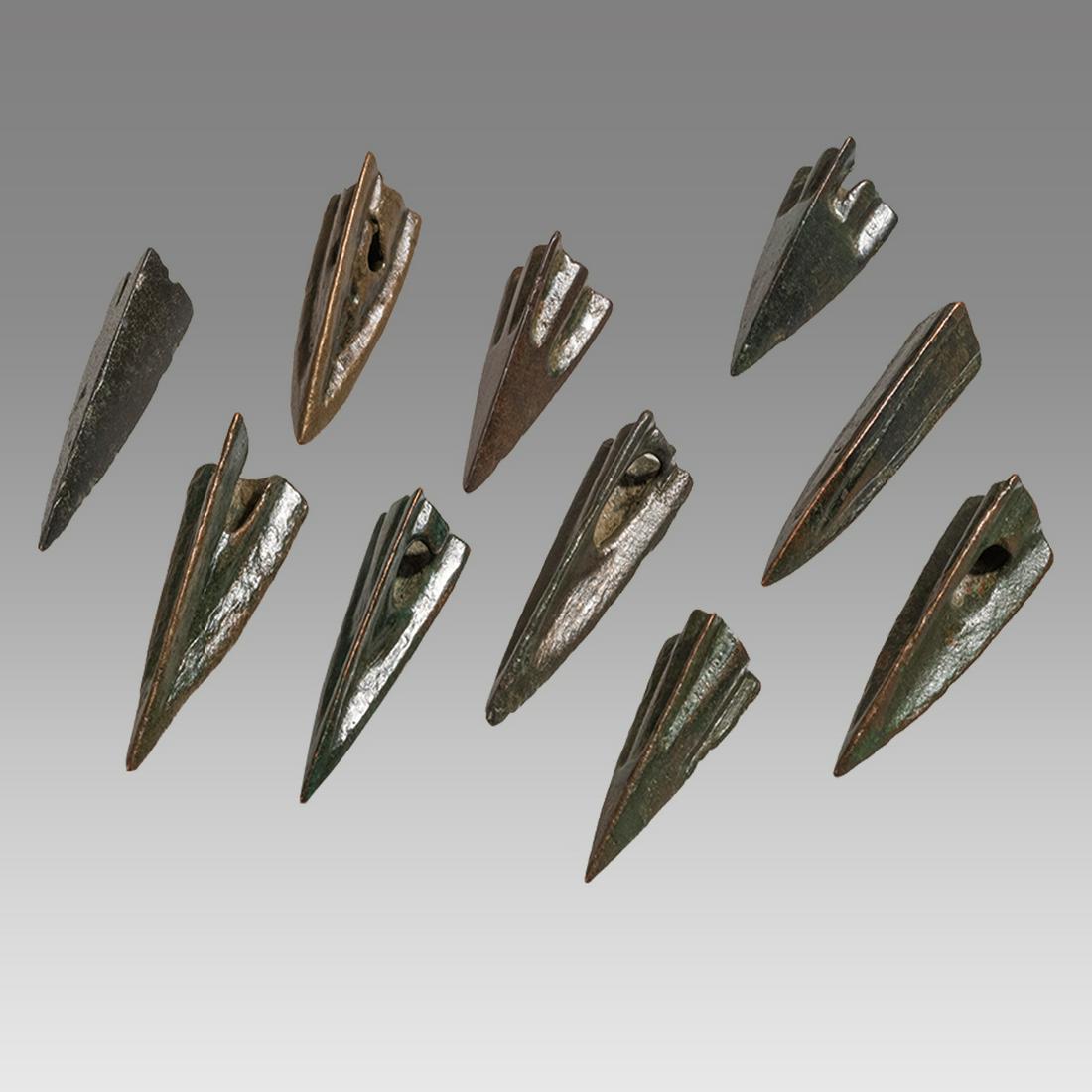 Lot of 10 Ancient Scythian Bronze Arrow heads c.1st century BC. (1 of 1)