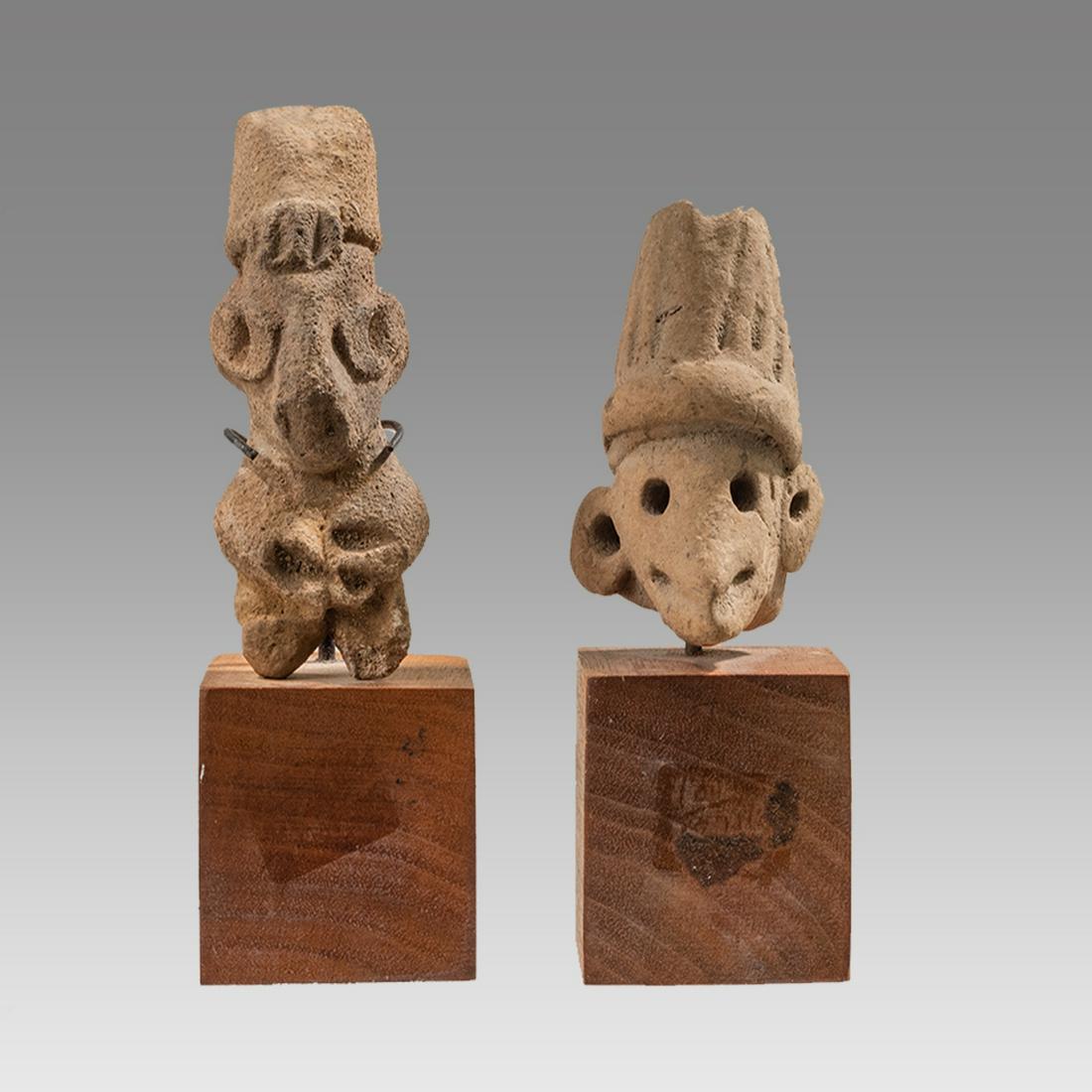 Two Mexican Pre-Classic Heads on Block Bases. (1 of 3)