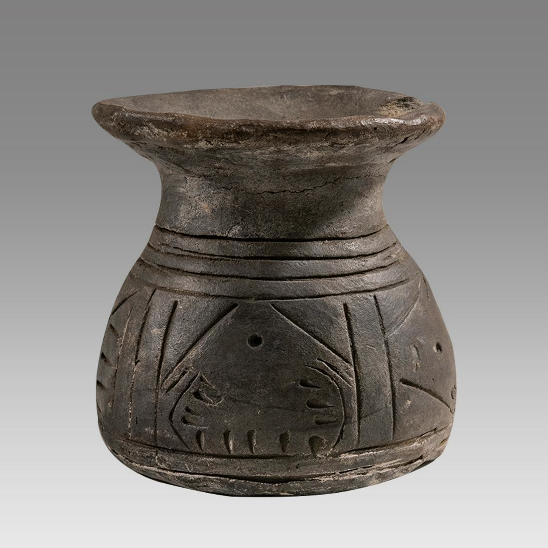 Pre-Columbian, Ecuador, Manteno Incised Fish Vessel, ca. 500 AD â€“ 1000 AD. (1 of 3)