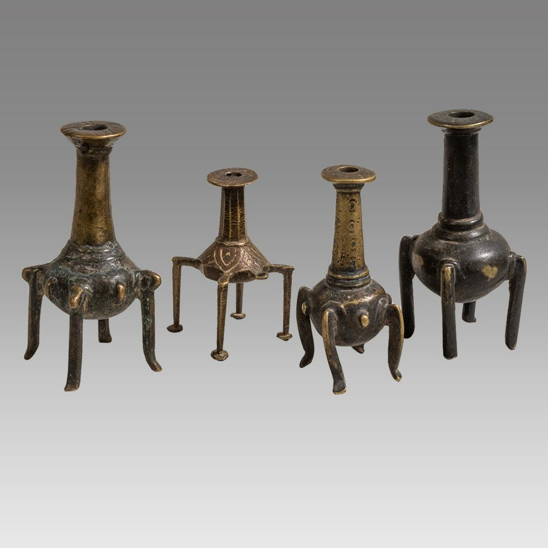 Lot of 4 Persian Seljuk Bronze Kohl Jars c.10th century AD. (1 of 3)