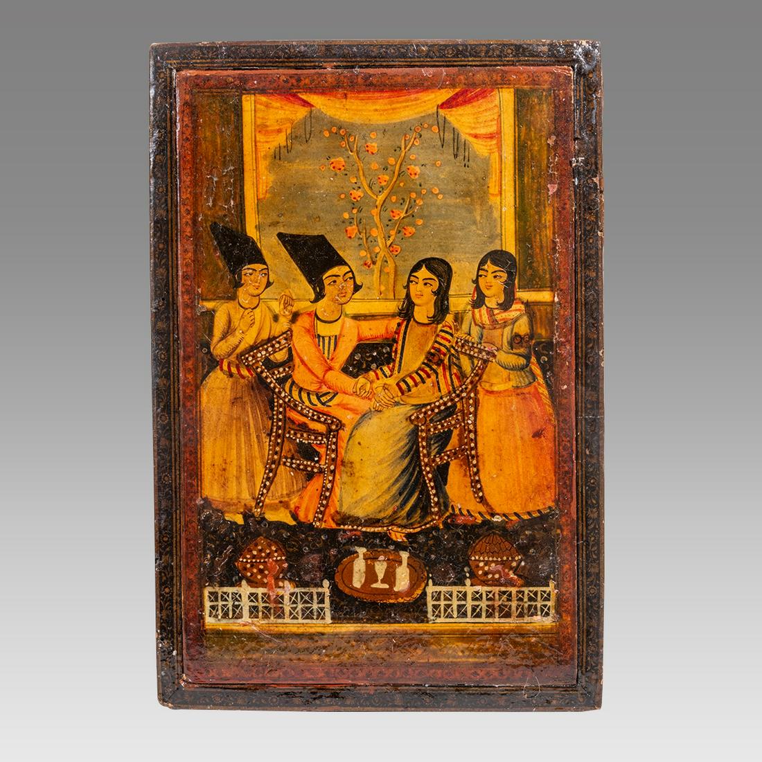 19th century Persian Qajar Papier Mache Mirror Case. (1 of 3)