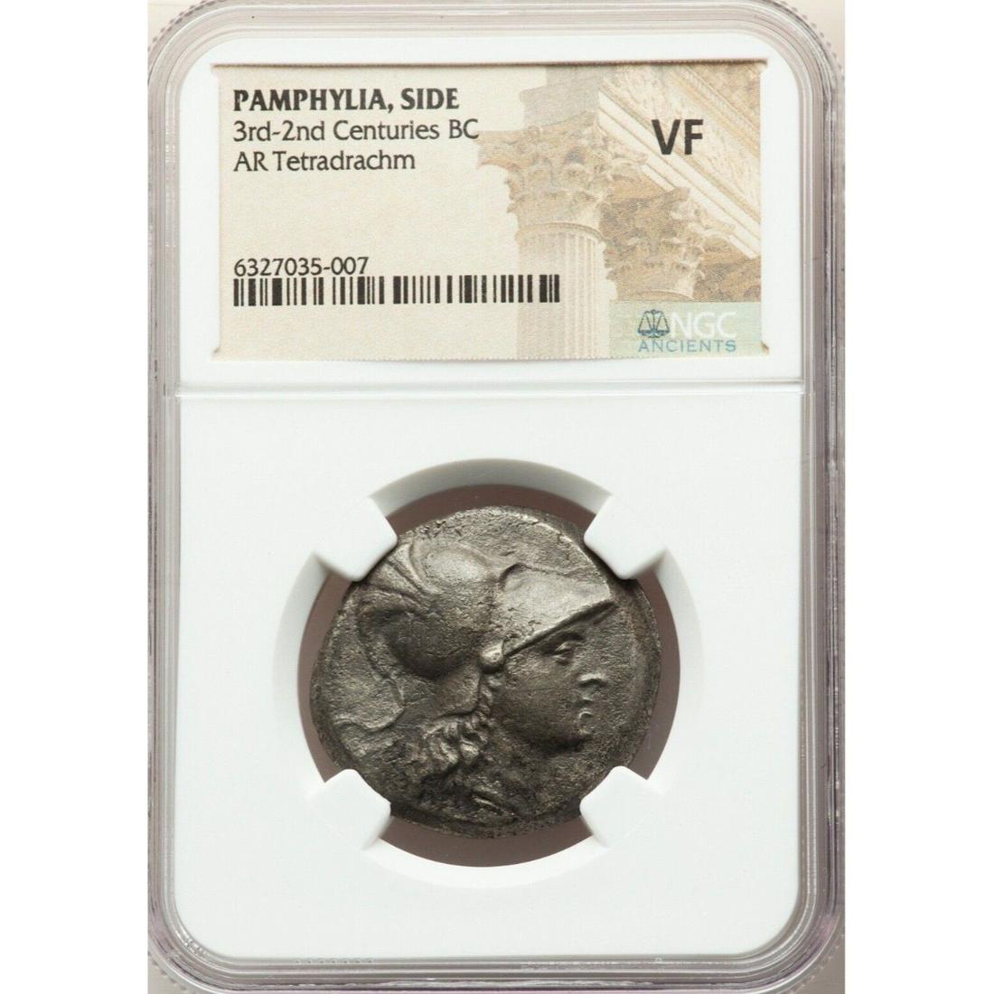 PAMPHYLIA. Side. Ca. 3rd-2nd centuries BC. AR tetradrachm (29mm, 11h). NGC VF. (1 of 2)