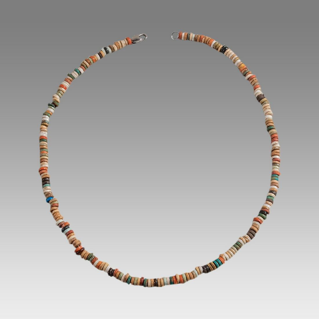 Ancient Egyptian Faience Bead Necklace c.300-50 BC.: Ancient Egyptian Faience Bead Necklace c.300-50 BC. Size 20 inches length. Great Looking single strand Faience Bead necklace. wearable. Provenance: Ex Secret Eyes Gallery New York 1970's-1980's.