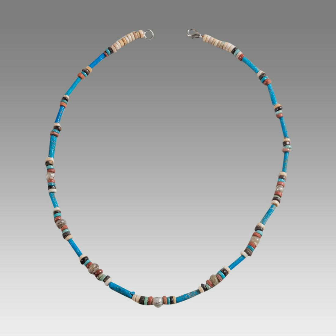 Ancient Egyptian Faience Bead Necklace c.300-50 BC.: Ancient Egyptian Faience Bead Necklace c.300-50 BC. Size 17 3/4 inches length. Great Looking single strand Faience Bead necklace. mixed with glass beads. wearable. Provenance: Ex Secret Eyes Gallery N