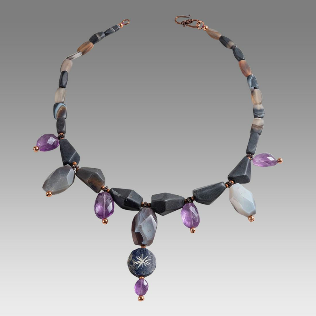 Near Eastern Amethyst, Agate and Jade Bead Necklace. (1 of 1)