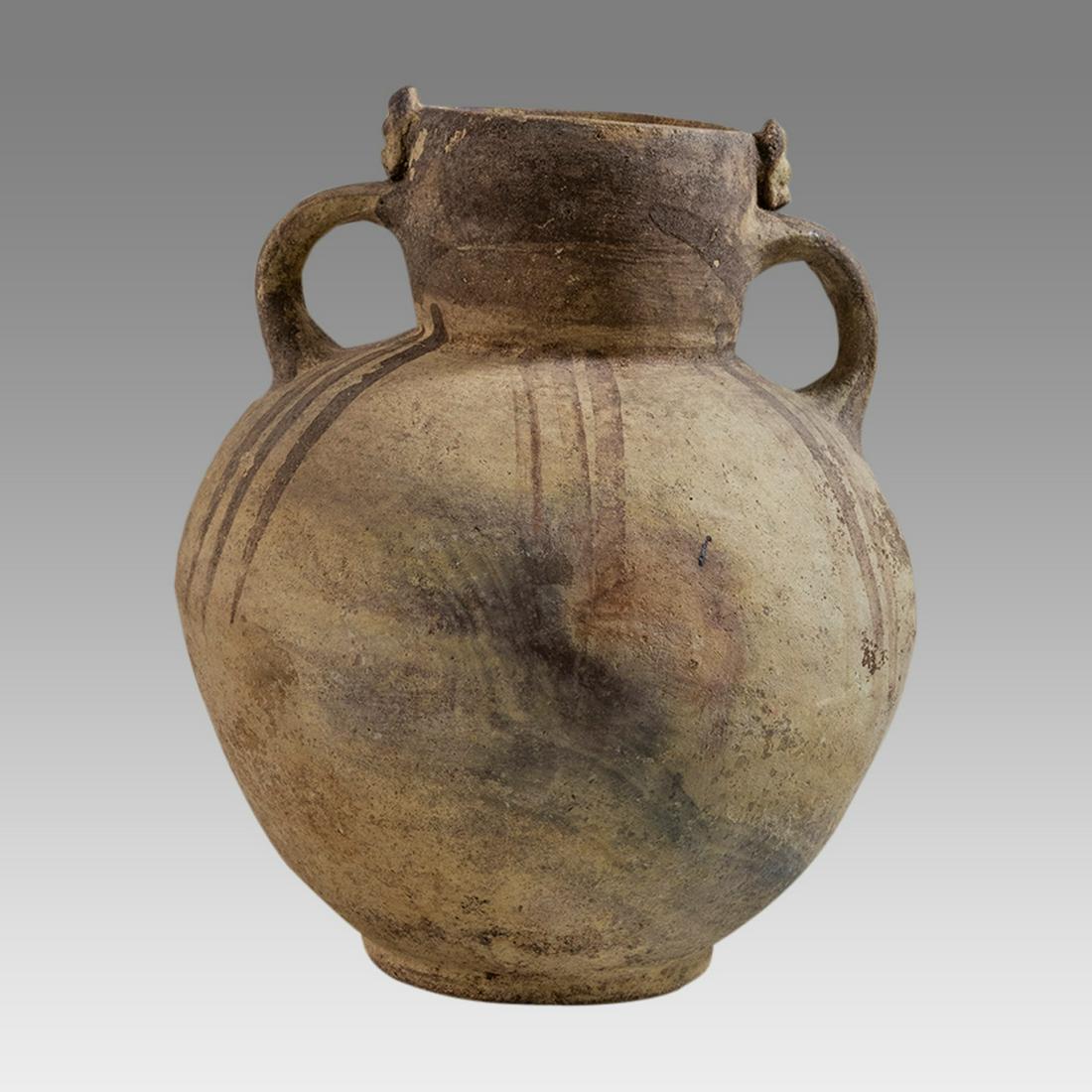 Ancient Pre Columbian Chancay Bichrome Jar with Monkey Faces c.1100-1476 AD. (1 of 3)