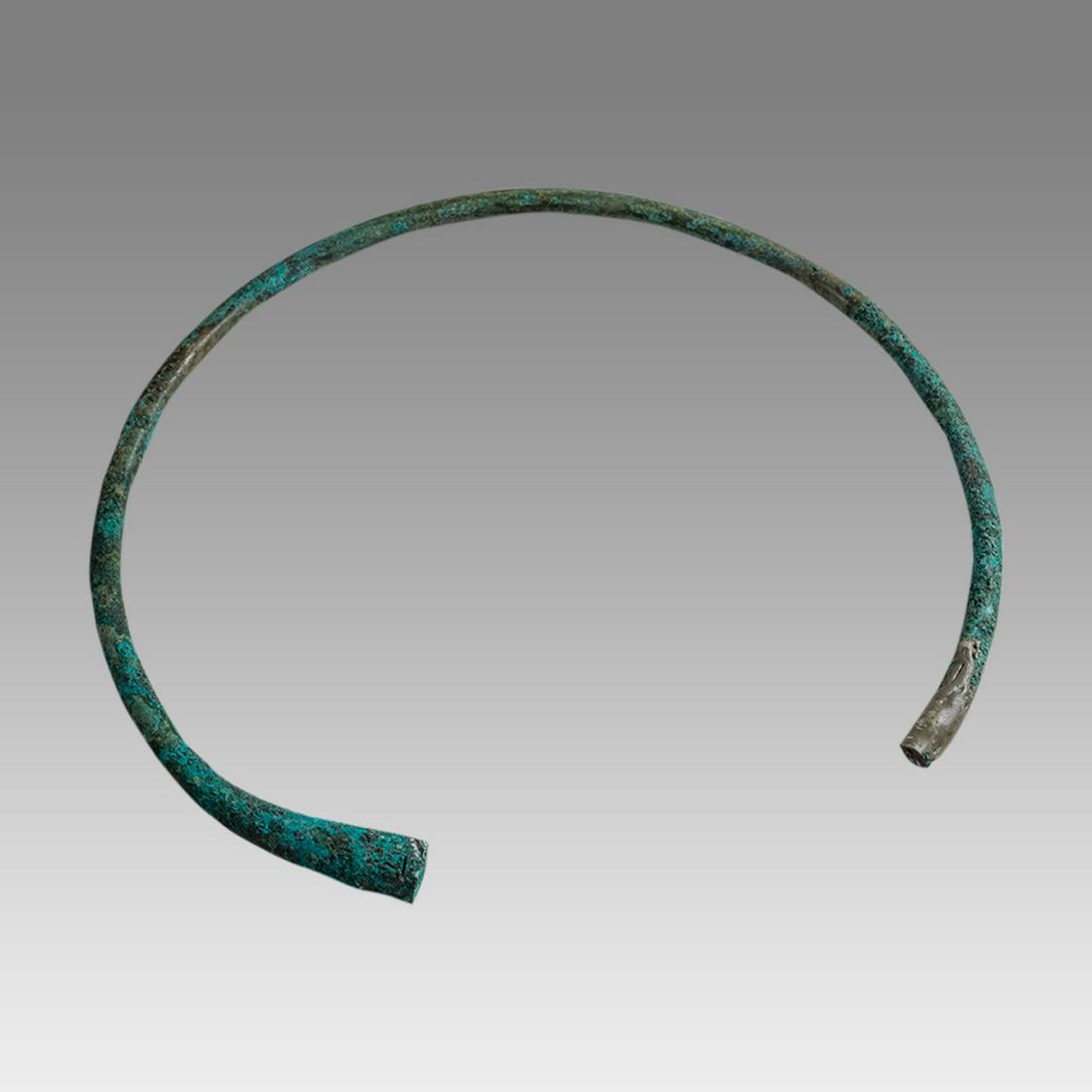 Ancient Luristan Bronze Torque c.1000 BC.: Ancient Luristan Bronze Torque c.1000 BC. Size 8 1/4 inches diameter. A cast bronze large Torque. Provenance: NYC Collection acquired 1960's