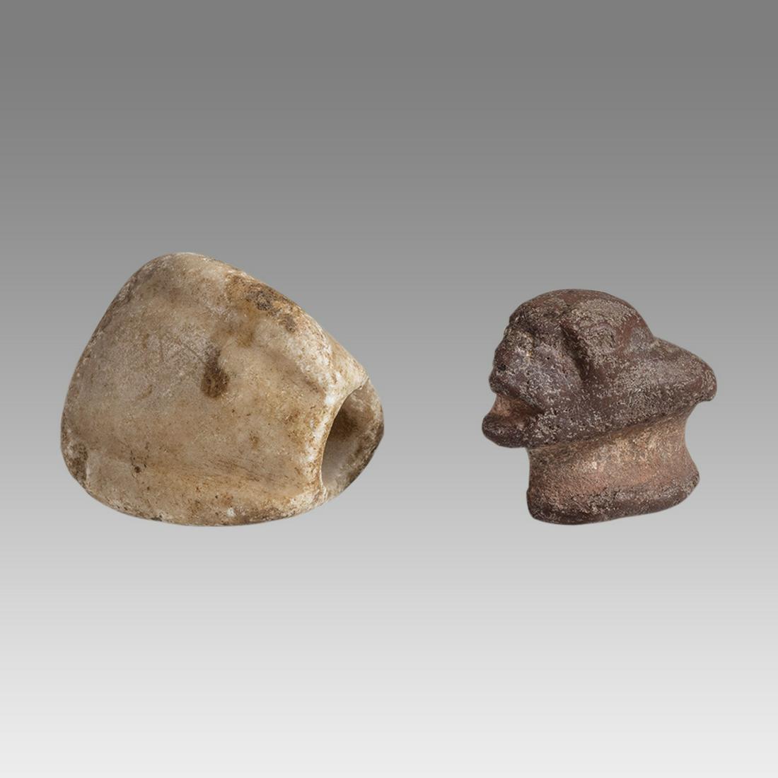 Lot of 2 Ancient Near Eastern Stone Mace head, Animal c.2000 BC. (1 of 2)