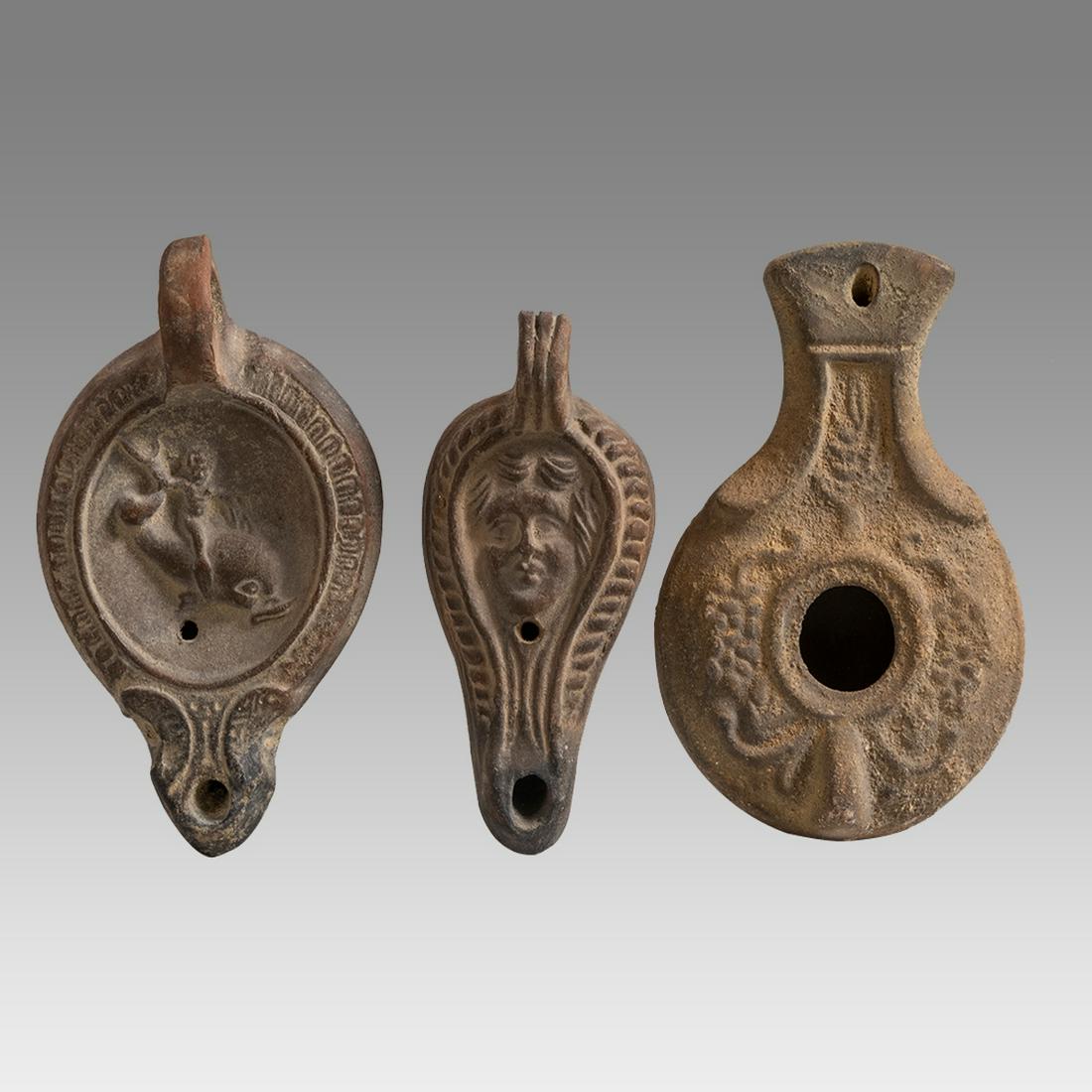 Lot of 3 Roman Style Terracotta Oil Lamps Probably Grand Tour. (1 of 2)