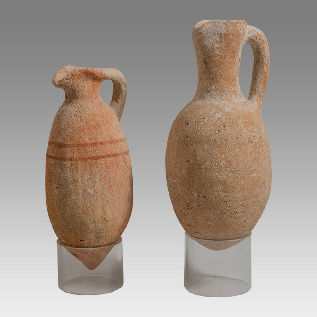 Lot of 2 Ancient Holy Land Bronze Age Terracotta Jugs c.2000 BC. (1 of 2)