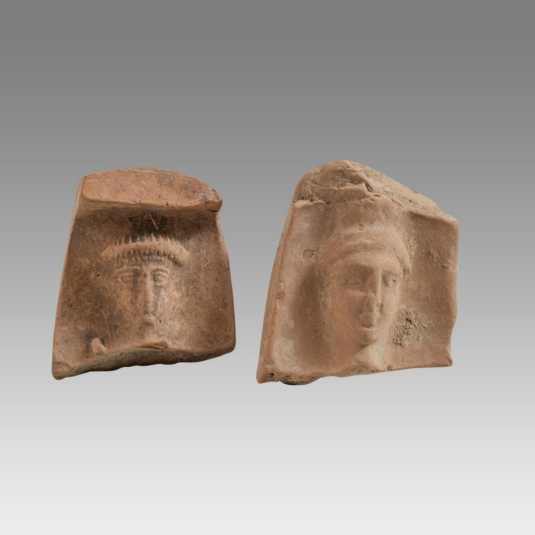 Lot of 2 Ancient Greek Terracotta head fragments c.5th cent BC. (1 of 2)