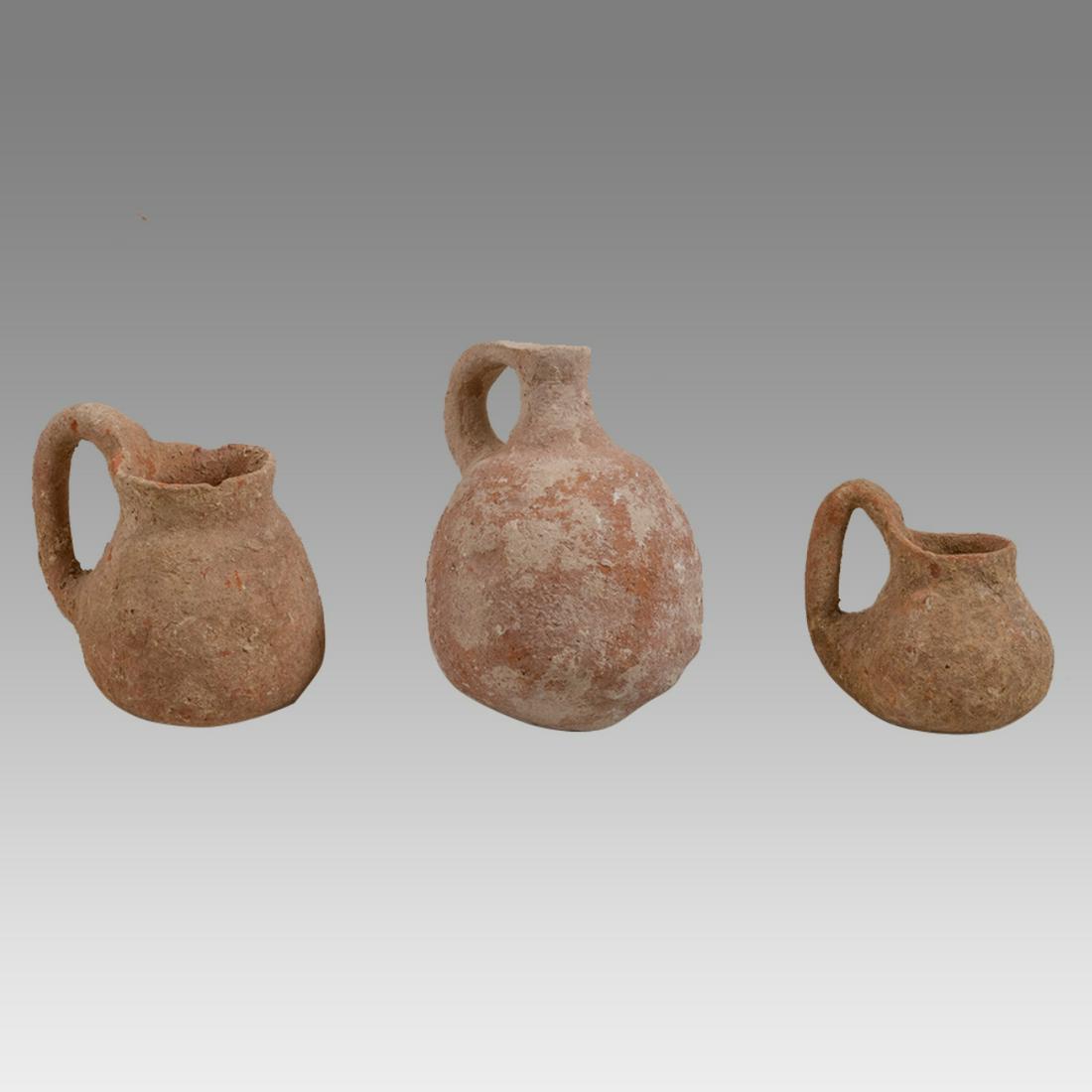Lot of 3 Ancient Holy Land Bronze Age Terracotta Jugs c.2000 BC. (1 of 3)