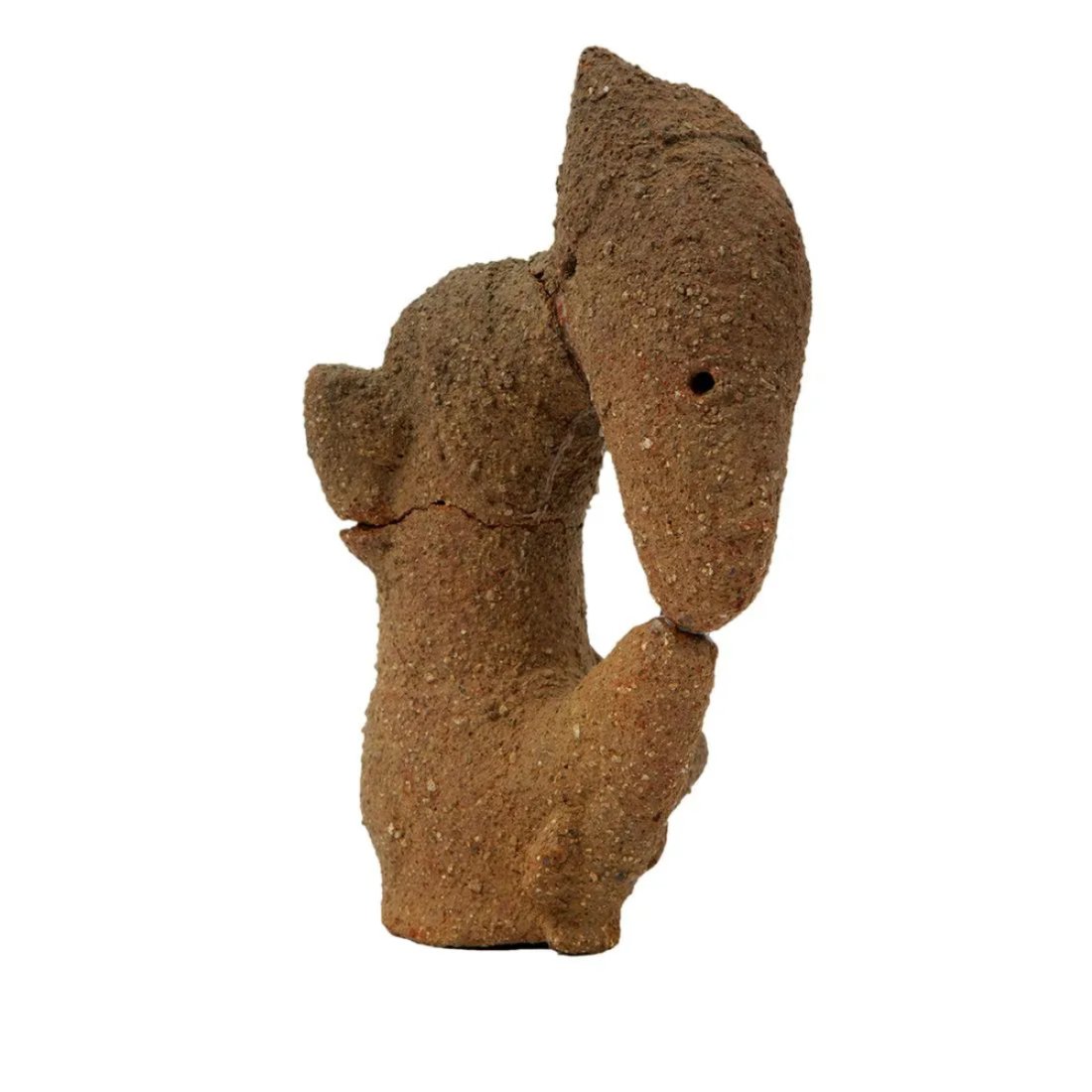 Nok figure-Terracotta of a man. NOK, NIGERIA, II CENTURY BC - II CENTURY AC.: Nok figure-Terracotta of a man. NOK, NIGERIA, II CENTURY BC - II CENTURY AC. Size 8 3/4 inches high. A seated terracotta male figure in thinking position. Condition: repaired in two places with losses