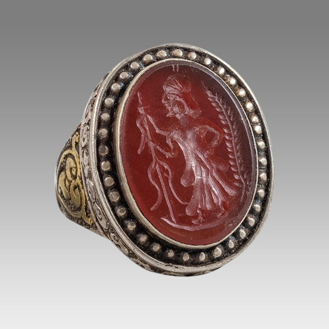 Persian Silver Ring with Agate Intaglio. (1 of 2)