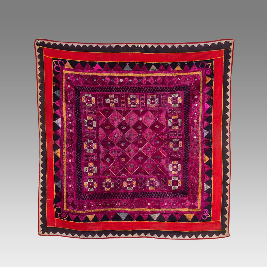 Antique Persian Wool And Silk Textile.: Antique Persian Wool And Silk Textile. Size 36 x 35 inches. Lovely colors and design.